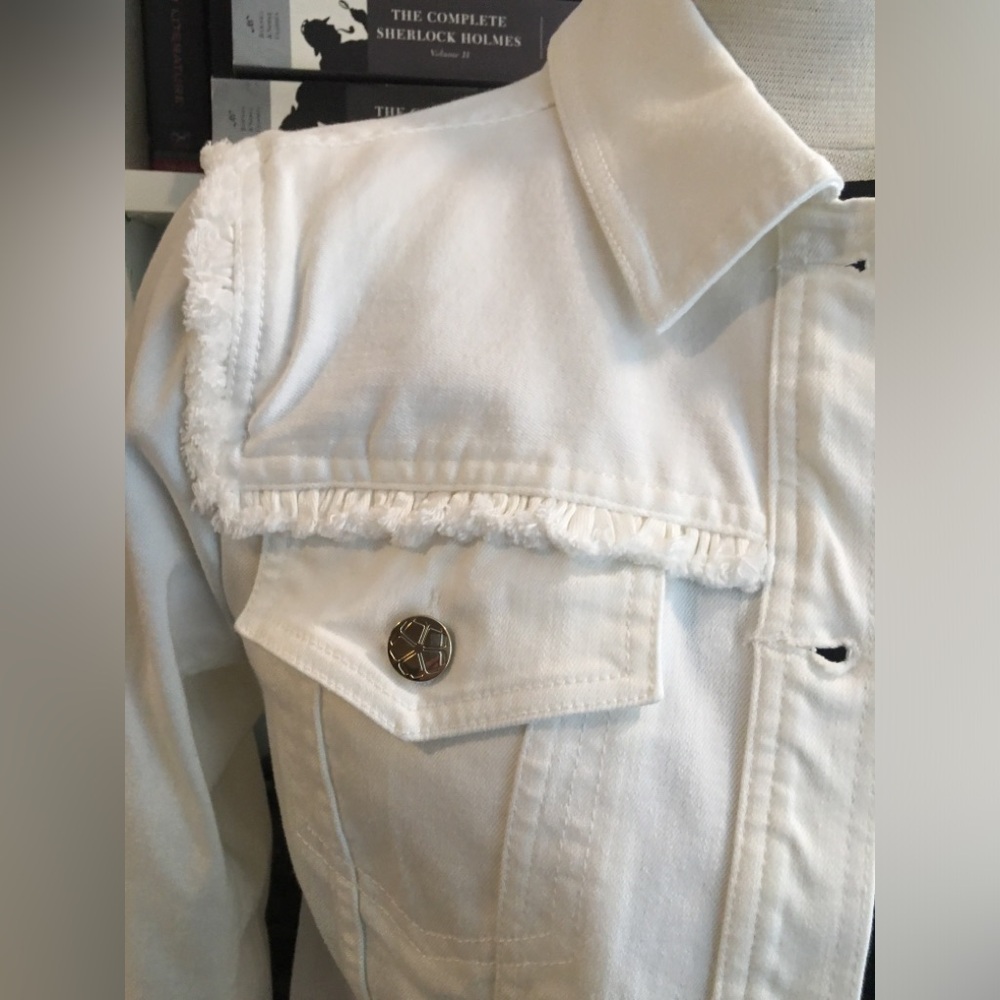 Trina Turk White Denim Jean Jacket - Picture 7 of 11